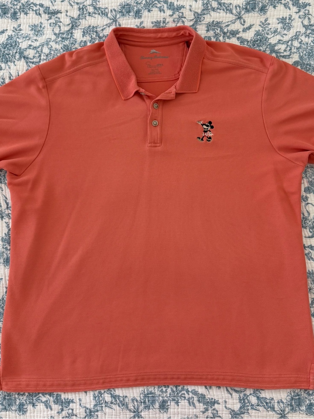 Tommy Bahama Coral Polo with Embroidered Mickey